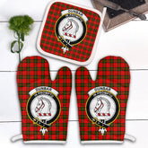 Dunbar Modern Tartan Crest Oven Mitt And Pot Holder (2 Oven Mitts + 1 Pot Holder)